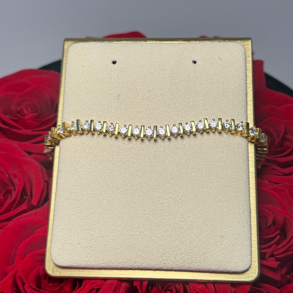 Pretty Bird Gold Plated Crystal Tennis Bracelet | Classic, Luxury, Old Money